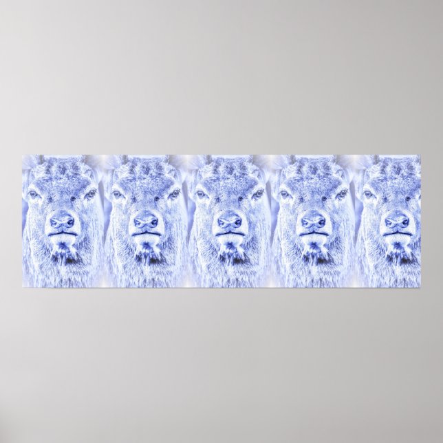 Abstract Blue Deer Poster (Front)
