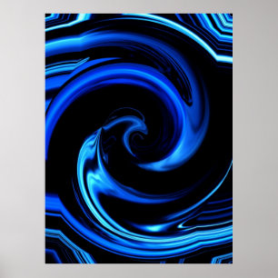 Abstract Blue Dolphin Art Poster