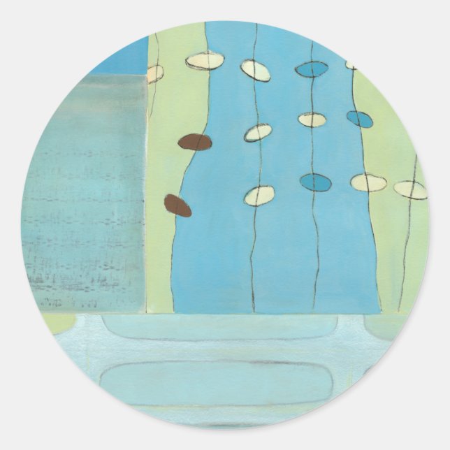 Abstract Blue Egg Parade Classic Round Sticker (Front)