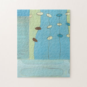 Abstract Blue Egg Parade Jigsaw Puzzle