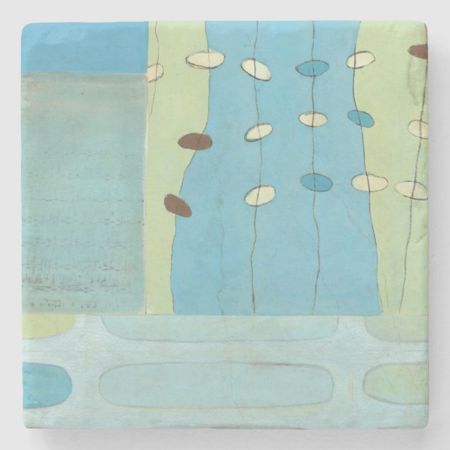 Abstract Blue Egg Parade Stone Coaster (Front)