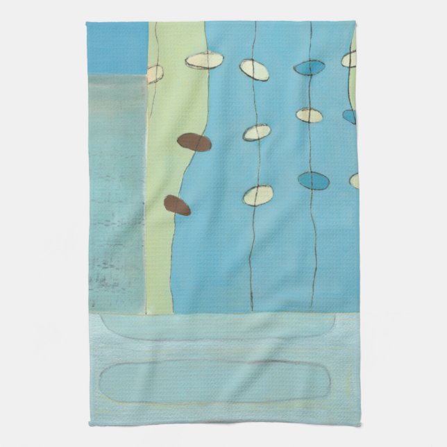Abstract Blue Egg Parade Tea Towel (Vertical)