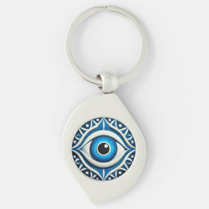 Abstract Blue Evil Eye Symbol Key Ring