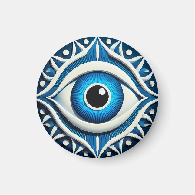 Abstract Blue Evil Eye Symbol Magnet (Front)