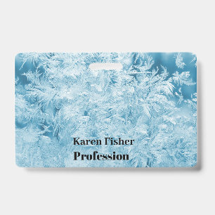 abstract blue feathers and snowflakes ID badge