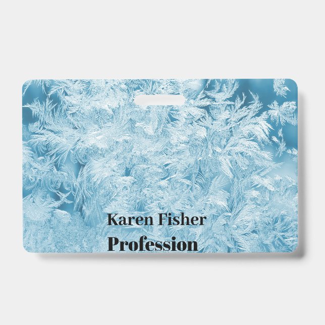 abstract blue feathers and snowflakes ID badge (Front)