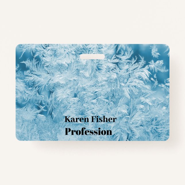 abstract blue feathers and snowflakes ID badge (Front)