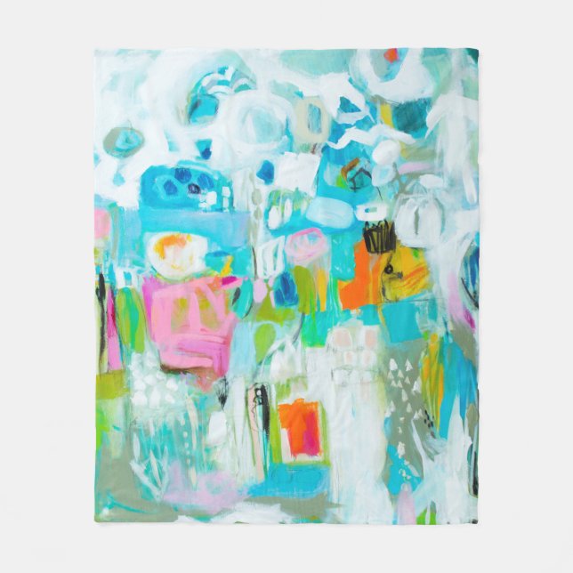 Abstract Blue Fleece Blanket (Front)