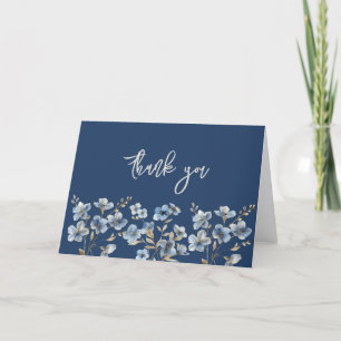  Abstract Blue Floral Elegant Thank You Cards