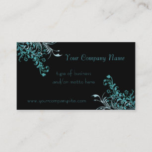 Abstract Blue Floral Embellished Business Card
