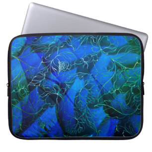 Abstract Blue Floral Neoprene Laptop Sleeve