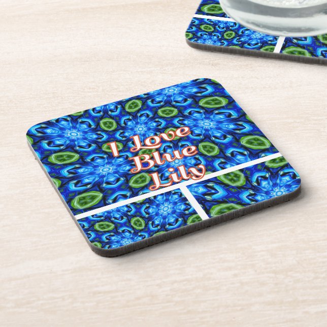 Abstract Blue Floral Pattern Coaster (Left Side)