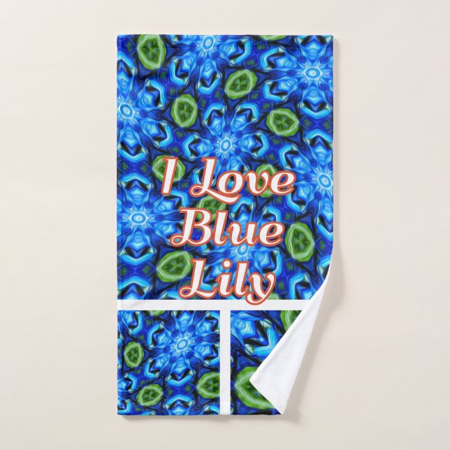 Abstract Blue Floral Pattern Hand Towel (Hand Towel)