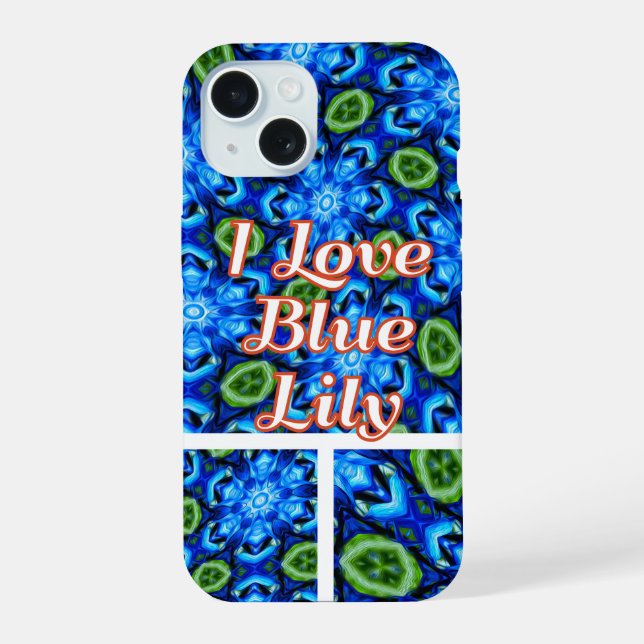 Abstract Blue Floral Pattern iPhone 15 Case (Back)