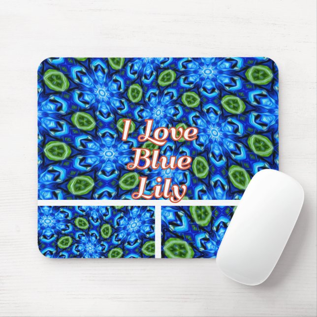 Abstract Blue Floral Pattern Mouse Pad (With Mouse)
