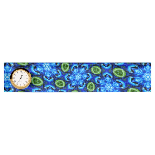 Abstract Blue Floral Pattern Nameplate (Front)