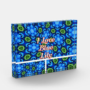 Abstract Blue Floral Pattern Photo Block