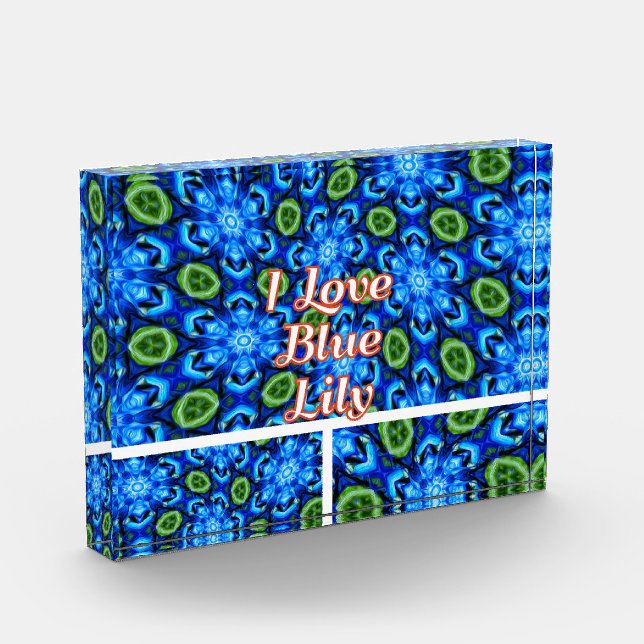 Abstract Blue Floral Pattern Photo Block (Left)