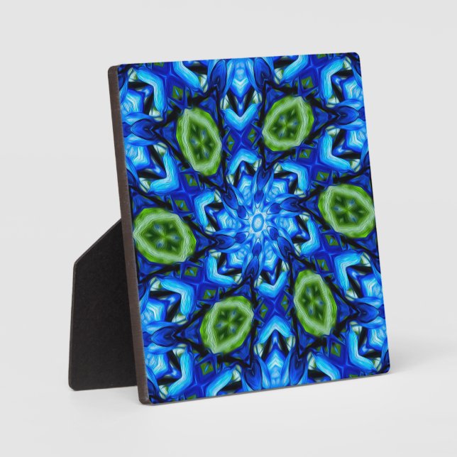 Abstract Blue Floral Pattern Plaque (Front)