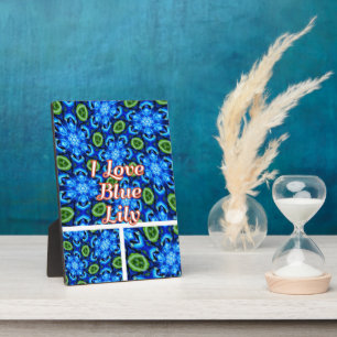 Abstract Blue Floral Pattern Plaque