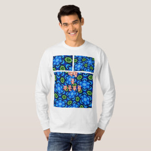 Abstract Blue Floral Pattern T-Shirt