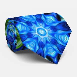 Abstract Blue Floral Pattern Tie