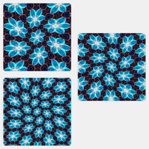 Abstract Blue Flowers Pattern