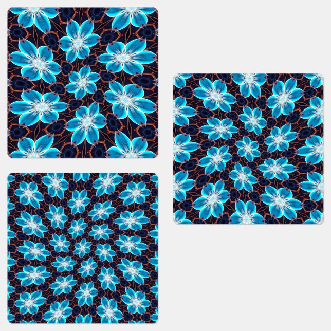 Abstract Blue Flowers Pattern (Group)