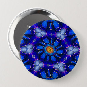 Abstract Blue Flowers Pattern 10 Cm Round Badge