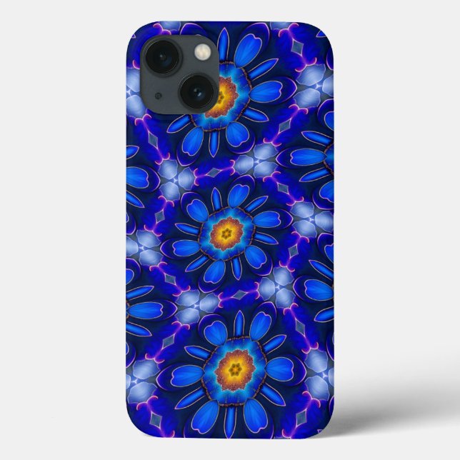 Abstract Blue Flowers Pattern Case-Mate iPhone Case (Back)