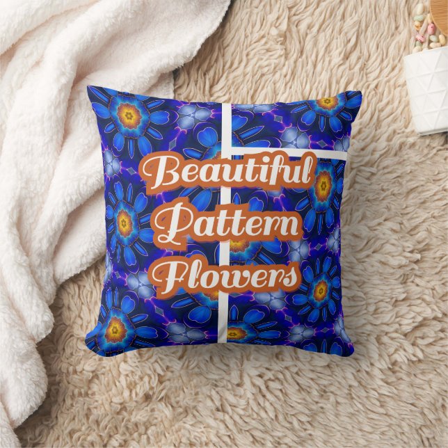 Abstract Blue Flowers Pattern Cushion (Blanket)
