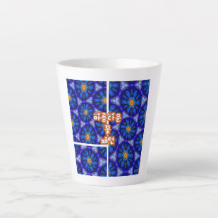 Abstract Blue Flowers Pattern Latte Mug