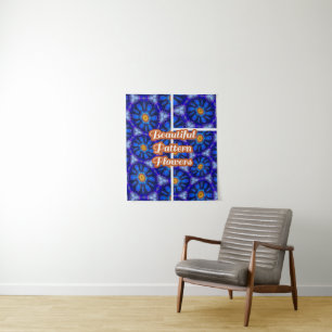 Abstract Blue Flowers Pattern Tapestry