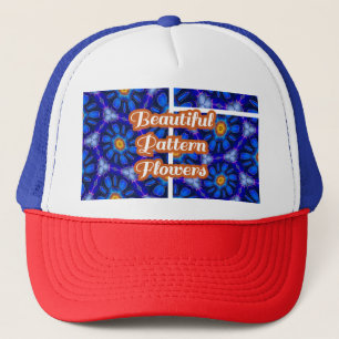 Abstract Blue Flowers Pattern Trucker Hat