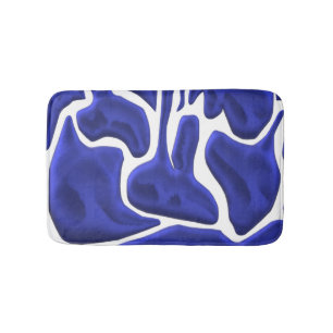 Abstract Blue Fluid Shapes – 3D Modern Art Bath Mat