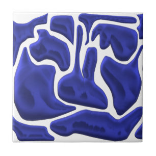 Abstract Blue Fluid Shapes – 3D Modern Art Ceramic Tile