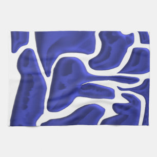 Abstract Blue Fluid Shapes – 3D Modern Art Tea Towel