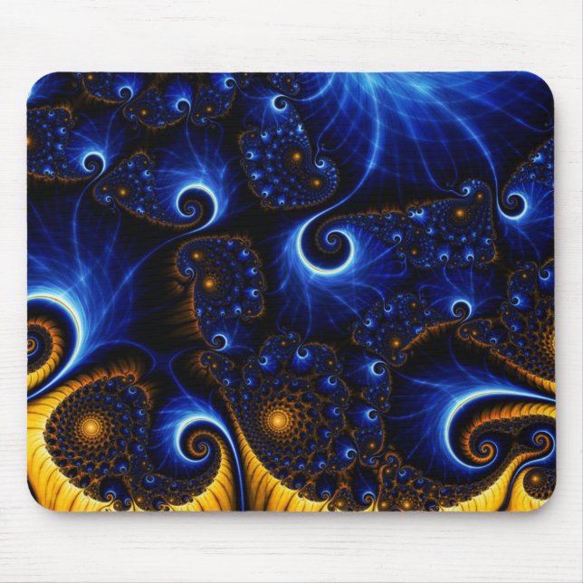 Abstract Blue Fractal Sky Mouse Pad (Front)