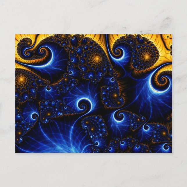Abstract Blue Fractal Sky postcard (Front)
