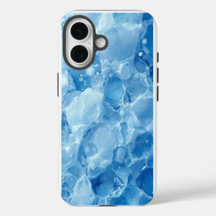 Abstract Blue Frozen Ice Crystal Texture Pattern iPhone 16 Case