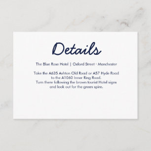 Abstract Blue Galaxy Wedding Directions Card