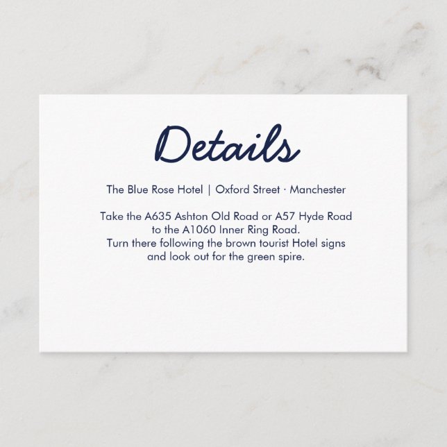 Abstract Blue Galaxy Wedding Directions Card (Front)