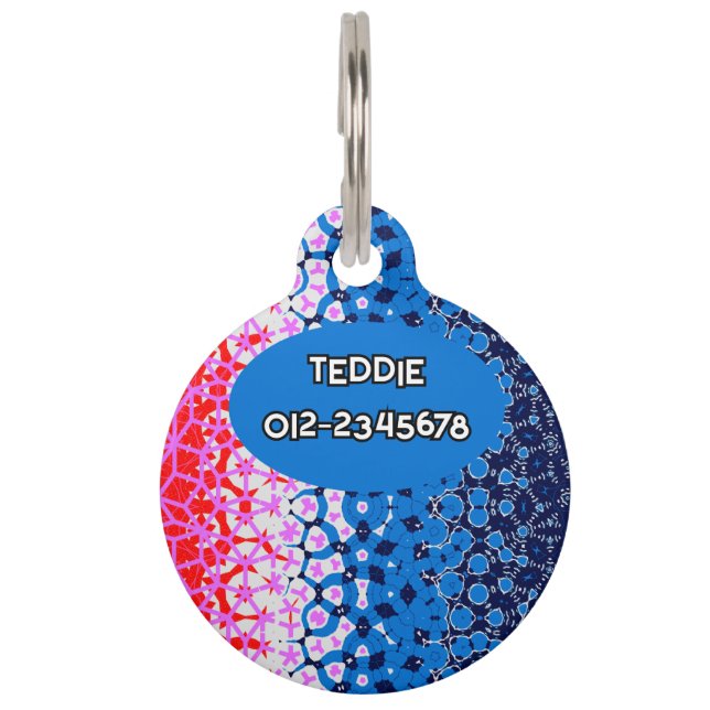 Abstract Blue Geometric Pet Tag (Front)