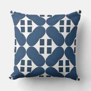 Abstract Blue Geometric Shapes Cushion