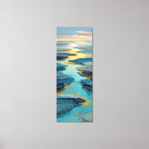 Abstract Blue & Gold | Fluid Coastal Landscape