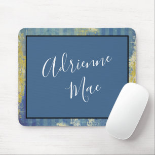 Abstract Blue & Gold Framed Personalised Mouse Pad