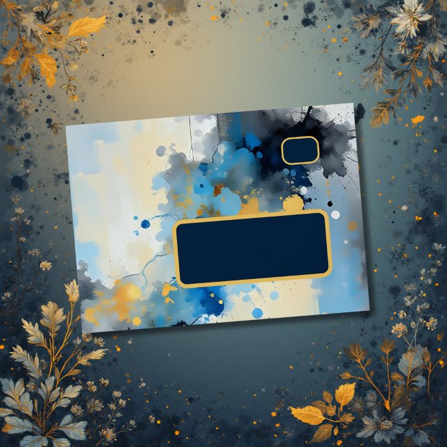 Abstract Blue & Gold Ink Splatter Artwork wedding Envelope (Creator Uploaded)