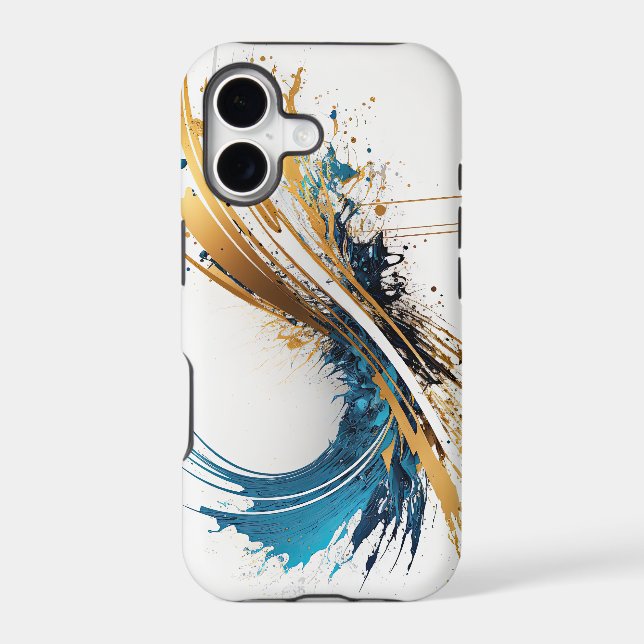 Abstract Blue & Gold Premium Cell Phone Case (Back)