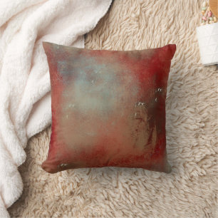 Abstract Blue Gold Red Contemporary Art Cushion