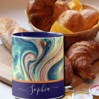 abstract blue&gold swirls - add name